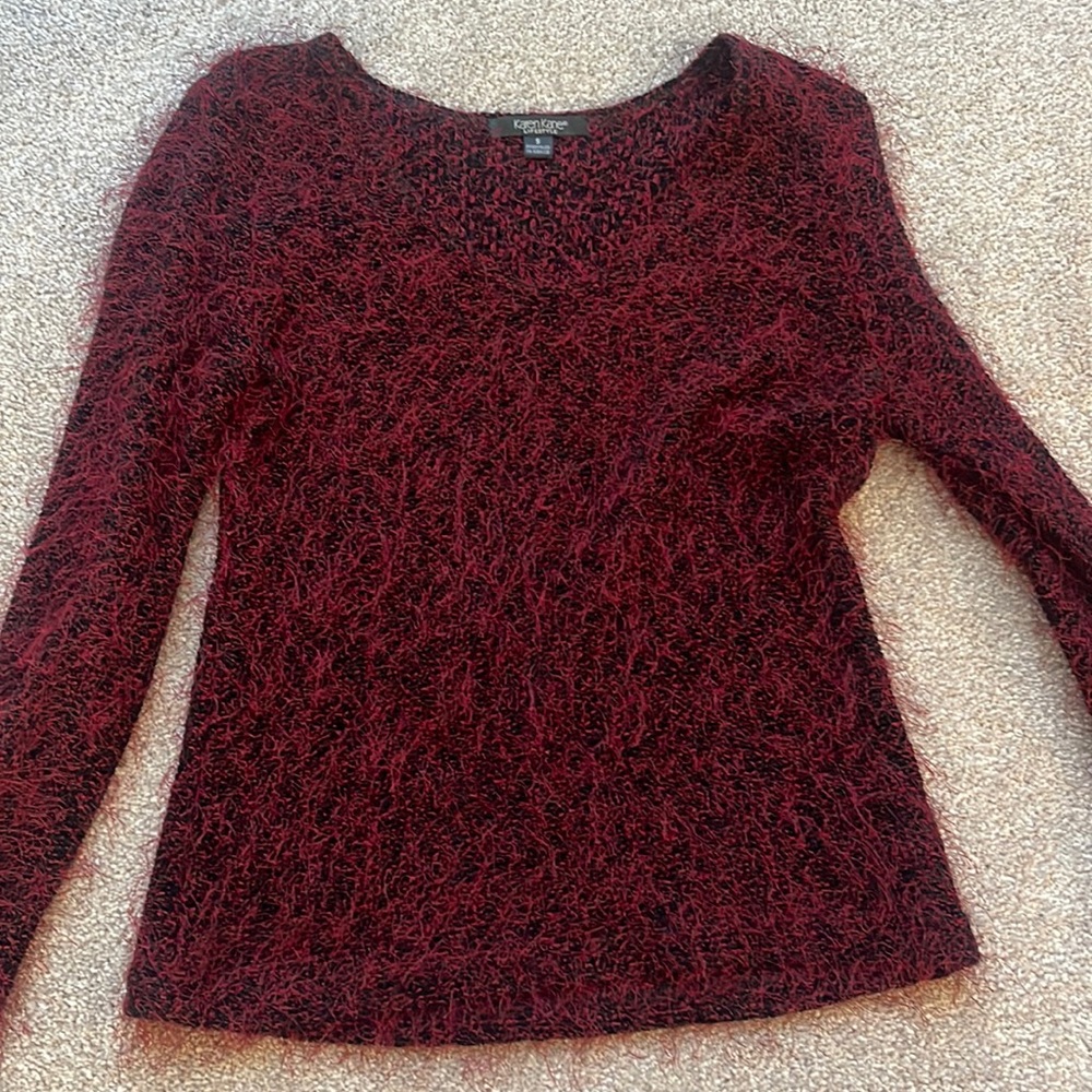 Karen Kane red and black sweater